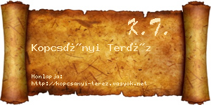 Kopcsányi Teréz névjegykártya